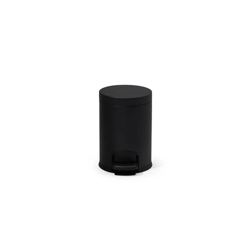 Roomwell UK Action Black Matte Round Pedal Bin 12 Liter