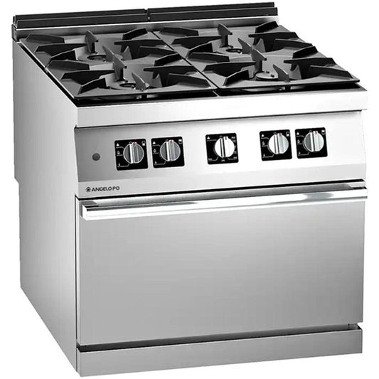 Angelo Po 1N1FAAG Gas Cooking Range 4 Burners With Gas Static Oven, Gas power 42 kW, 80 X 92 X 75 cm - HorecaStore