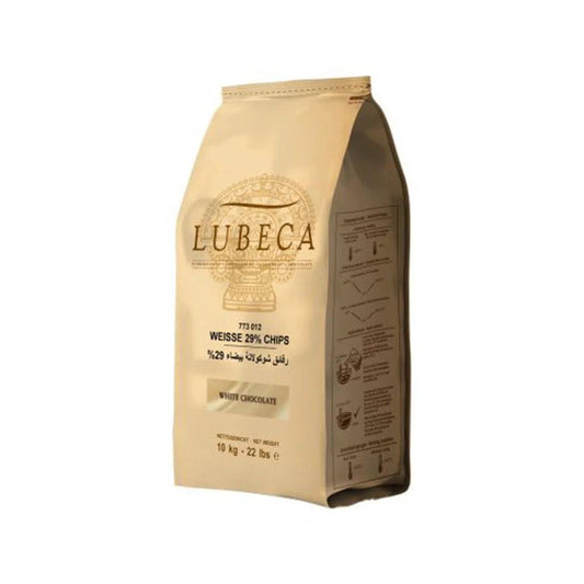 Lubeca White Chocolate Chip (29%) 1 x 10 Kgs - HorecaStore