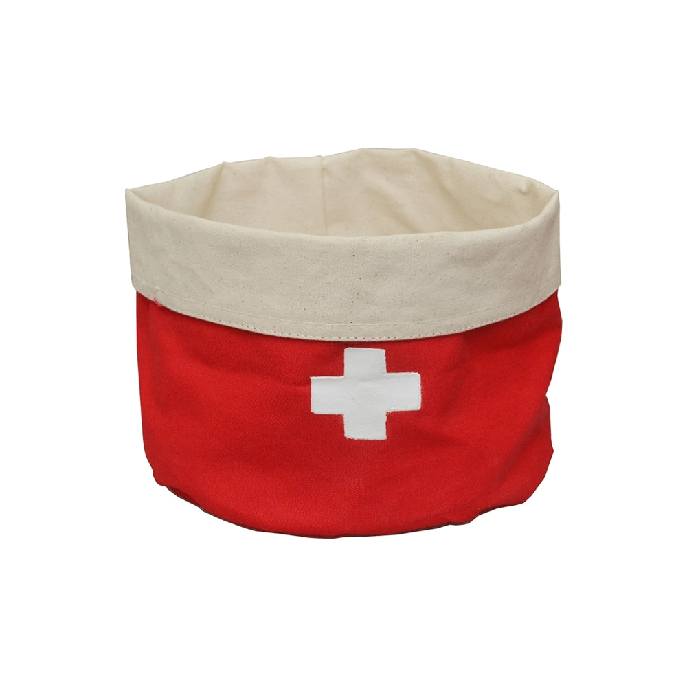 THS Round Bread Basket Red/Off White 20cm