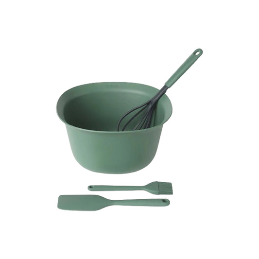 Brabantia Baking Plastic Set With Whisking Mixing Bowl, Pastry Brush & Baking Spatula, 3.2L, Fir Green