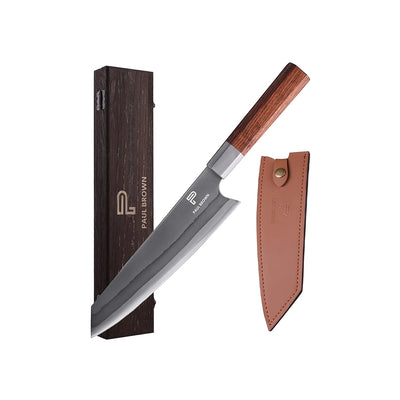 Paul Brown 440C Steel Kiritsuke Knife With Sandal Wood Handle, Blade Length 20 cm