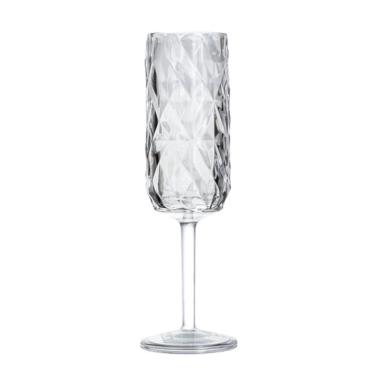 Tribeca Exclusive  Polycarbonate Clear Grey Champagne Glass 180 ml, BOX QUANTITY 24 PCS