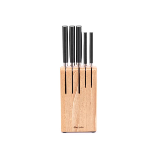 Brabantia Wooden Knife Block Plus Knives, Black