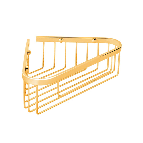 Bagnodesign PVD Gold Hotel Wall Mounted Corner Soap Basket Large, 26x16.4x8 cm