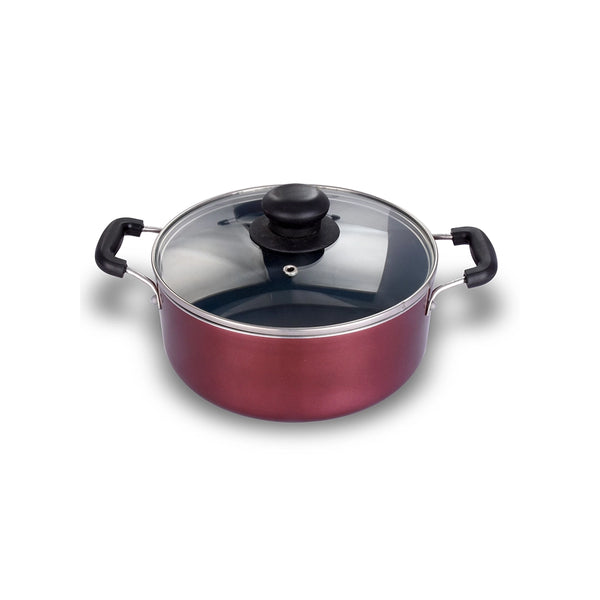 ARK Nonstick Induction Aluminium Casserole with Glass Lid, 26 cm