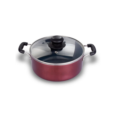 ARK Nonstick Induction Aluminium Casserole with Glass Lid, 26 cm