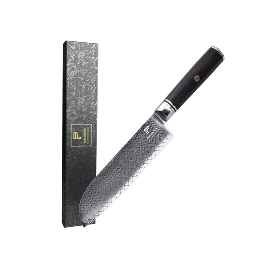 Paul Brown Knight Series VG10 Steel Santoku Knife With Octagon Wooden Handle, Blade Length 18 cm