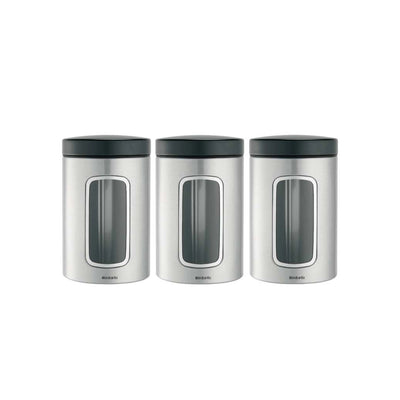 brabantia-smudge-proof-matt-steel-window-canister-set-1-4l-3piece-with-matt-black-lid