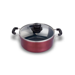 ARK Nonstick Induction Aluminium Casserole with Glass Lid, 22 cm