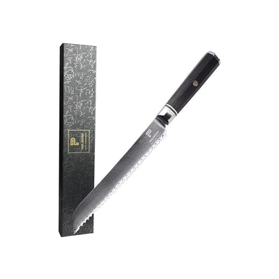 Paul Brown Knight Series VG10 Steel Serrated Bread Knife With Octagon Wooden Handle, Blade Length 20 cm