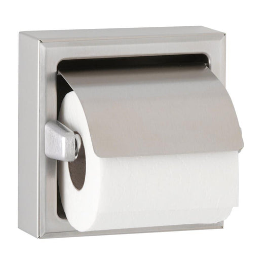 Bobrick Stainless Steel B-66997 Surface Mounted Single Roll Toilet Tissue Dispenser 6-3/16? W x 6-3/16? H x 4-5/8? D - HorecaStore
