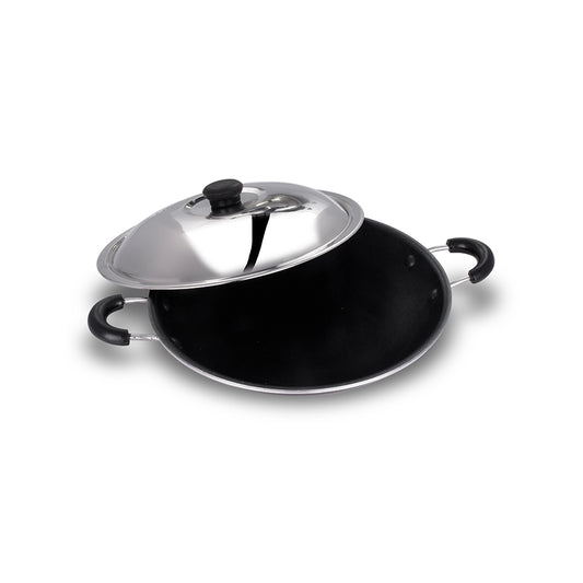 ARK Non Stick Aluminium Appachatty with Stainless Steel Lid, 22 Cm