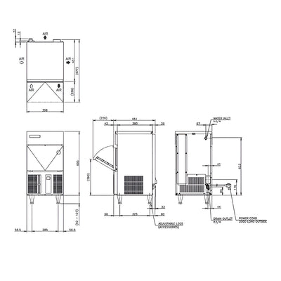 Hoshizaki IM-30CNE-HC Ice Cube Maker With Bin, Ice Capacity 30 kg/Day, 0.23 kW