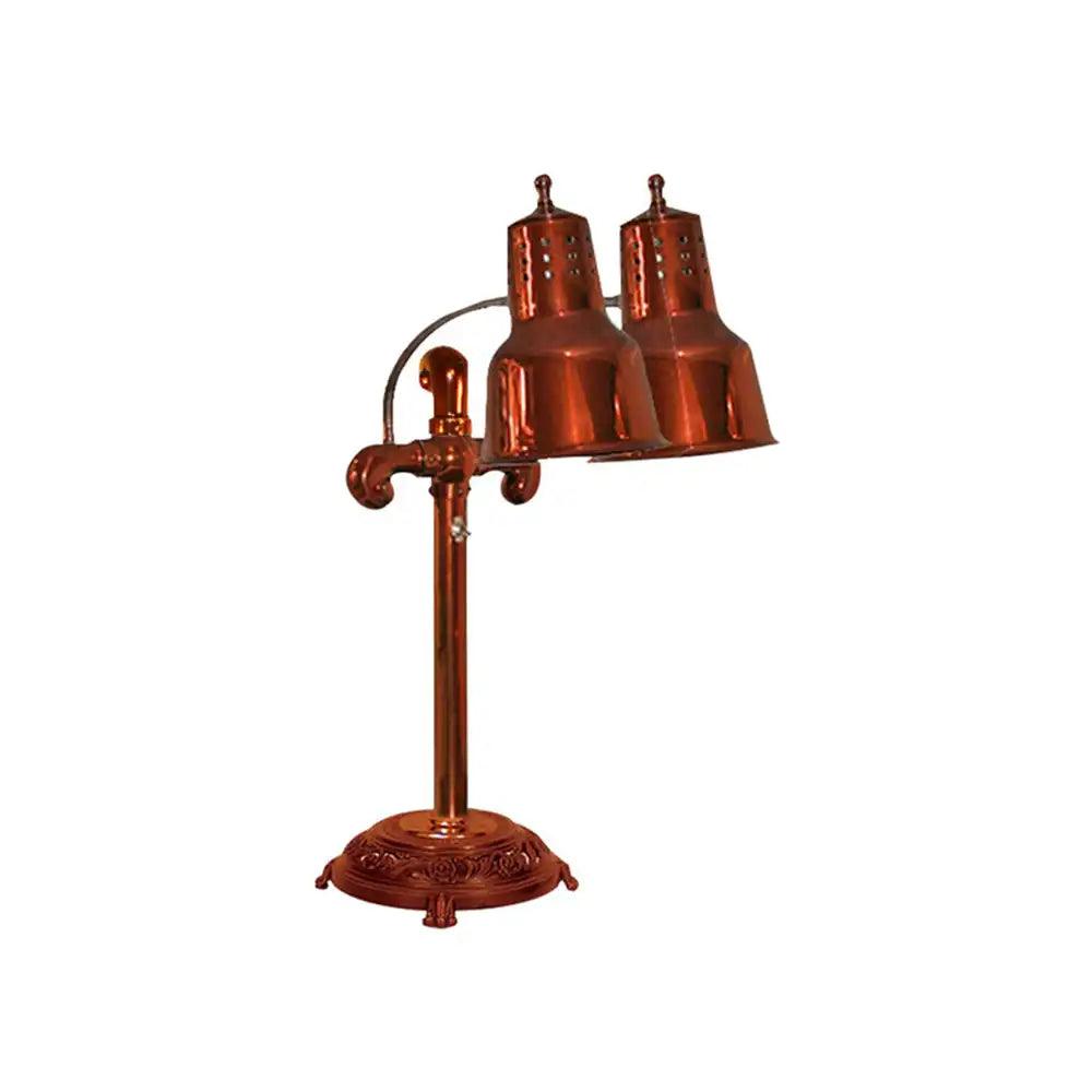 Hanson DLM/RB9/ANT Dual Bulb Antique Base Portable Heat Lamp With Gold Polished - HorecaStore