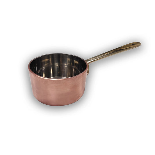 THS Pure Copper Sauce pan with SS 18/10 inside , With Pure Brass Handle 9x9.4cm