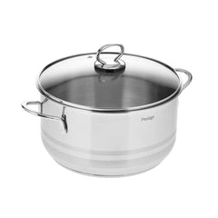 Prestige Stainless Steel 5.6L Casserole With Glass Lid, Induction Compatible