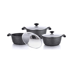 Prestige Aluminium Essentials Cookware Set of 6, Black