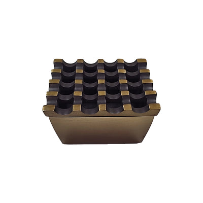 THS Pure Brass Square Ashtray with Brass Antique Finish - 16 Holes