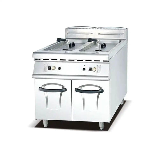 THS Stainless Steel 2 Tanks With basket Commercial Gas Fryer With Lid 700x750x910MM - HorecaStore