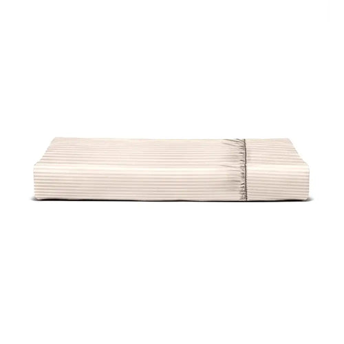 THS Zen Stripes Queen Fitted Cotton Bed Sheet Beige