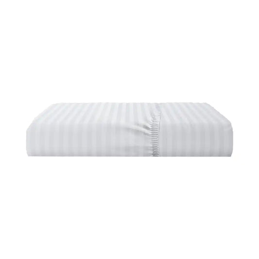 ths eternal stripes extra super king fitted cotton bed sheet white
