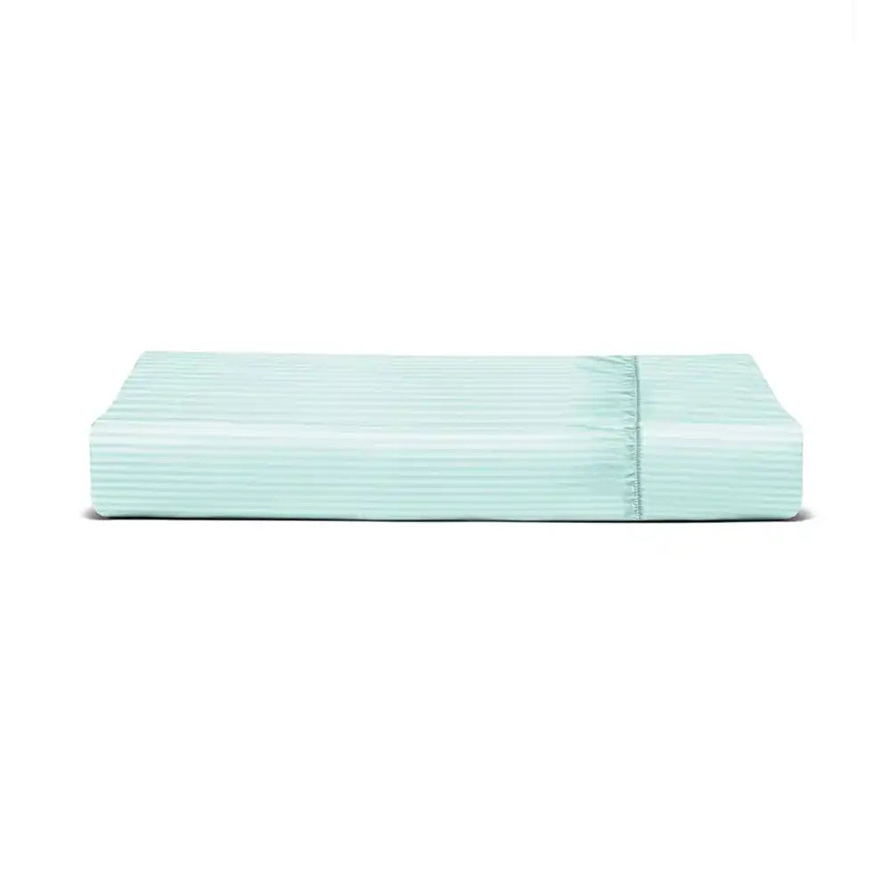 ths zen stripes super king fitted cotton bed sheet baby blue