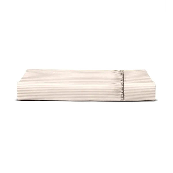 ths zen stripes super king fitted cotton bed sheet beige