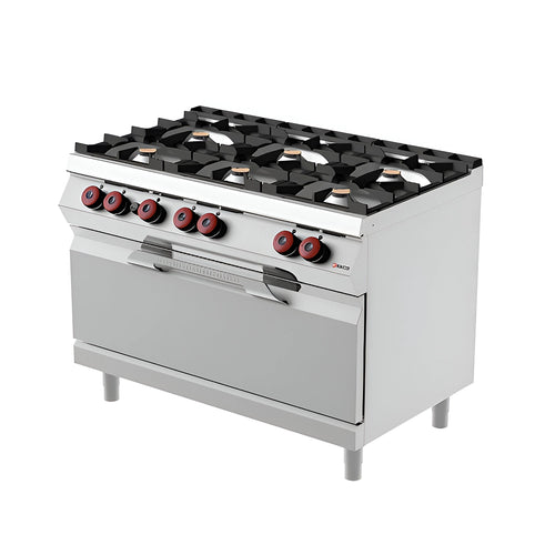 Desco Gas Cooker 6-Burner with Oven, 61 kW, 120 x 90 x 90 cm