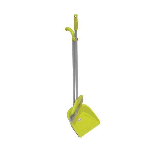 THS plastic Upright Broom & Dustpan Set, green&silver,12 pcs