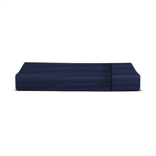 ths eternal stripes queen fitted cotton bed sheet navy blue