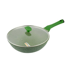 Prestige Essentials Aluminium Granite  30cm  Non-Stick WOK Pan with Lid, Green