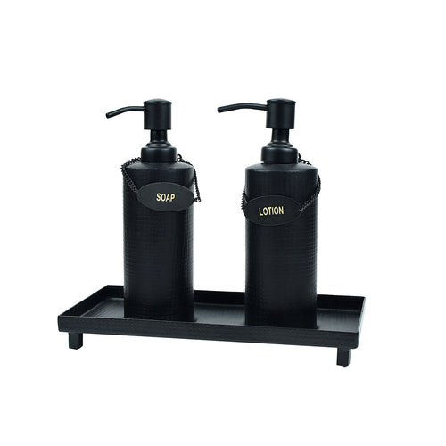 THS SS 18/10 Dispensers with engraving - Black powder coating With chain & Tag (Soap/Lotion)