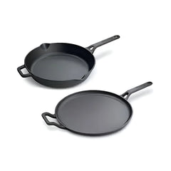 Prestige Cast Iron 28cm Flat Dosa Tawa 26cm Fry Pan, Set of 2