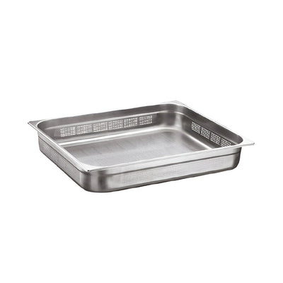 Viraj Stainless Steel Perforated GN 2/1 Pan, Height 6.5cm