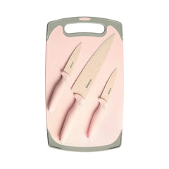 Winsor Stainless Steel Cutting Board With Knfie Set, Pink