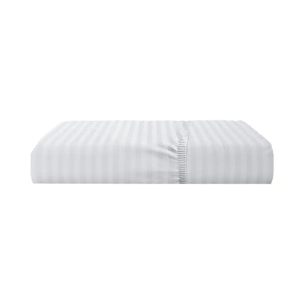 ths eternal stripes queen fitted cotton bed sheet white