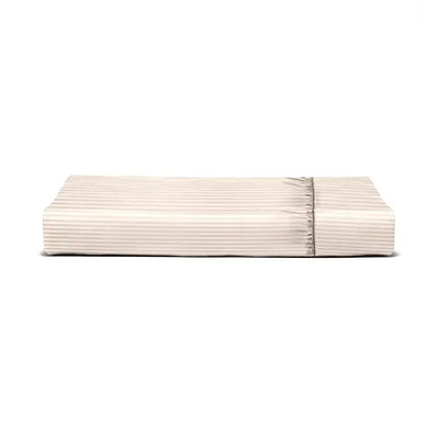 ths zen stripes extra super king fitted cotton bed sheet beige