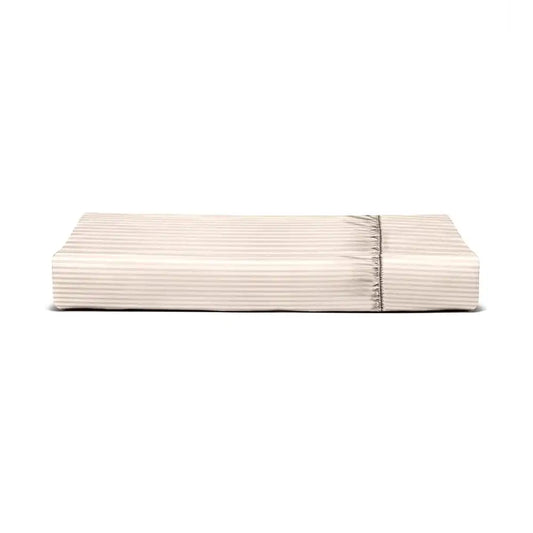 ths zen stripes extra super king fitted cotton bed sheet beige