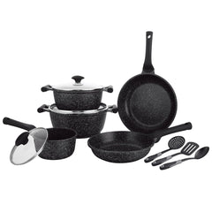 Prestige Aluminum Essentials Nonstick Pots and Pans, Set of 11, Black