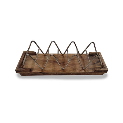 THS SS Taco holder with wooden base