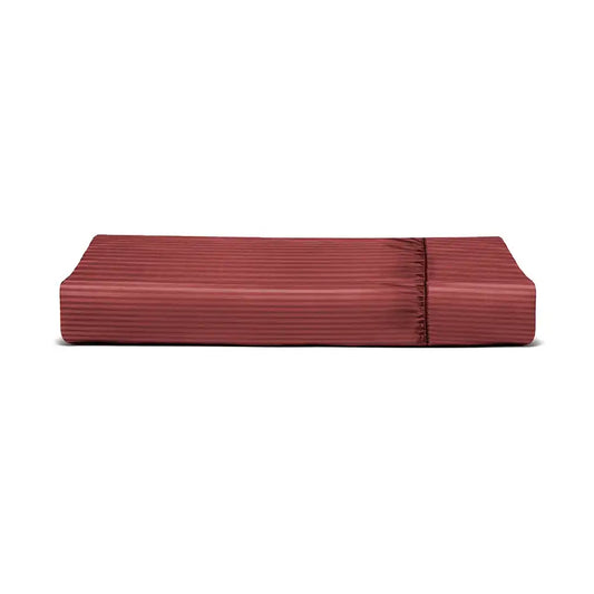 ths zen stripes single fitted cotton bed sheet burgundy