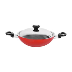 Prestige Metal 0.4L Flat Bottom Kadai, Red