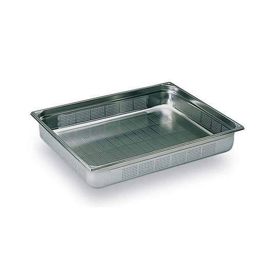 THS Stainless Steel Perforated GN 2/1 Pan, Height 10cm