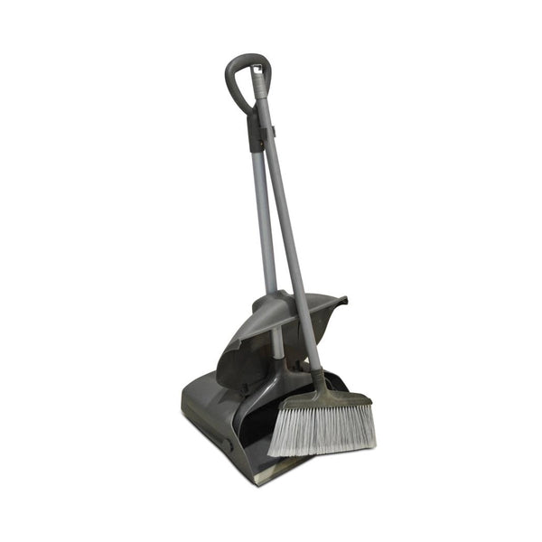 THS plastic Upright Broom & Dustpan Set, Grey, 12 pcs