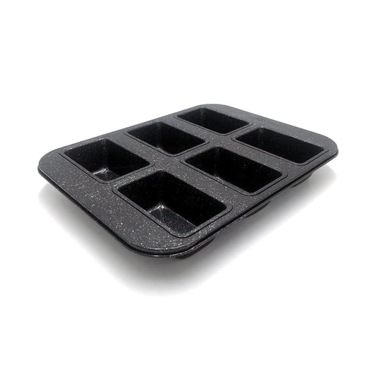 prestige-carbon-steel-granite-stone-6-cup-mini-loaf-pan-black