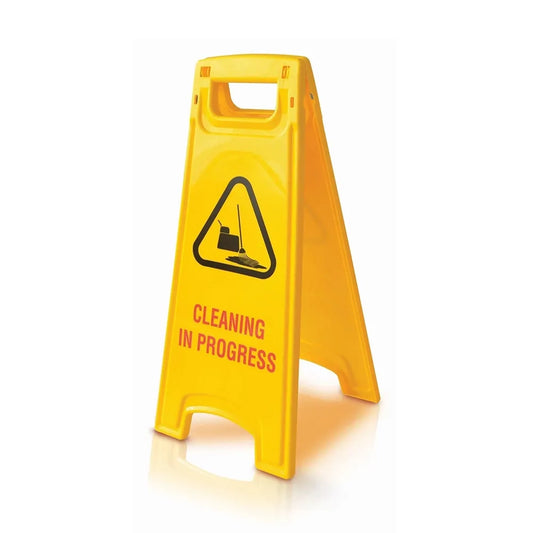 THS Double Sided Caution Wet Floor And Cleaning In Progress Sign Board