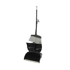 THS plastic Upright Broom & Dustpan Set, black, 12 pcs