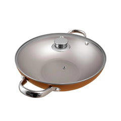 Prestige Copper Ultra 26cm/5.2L Non Stick Kadai with Glass Lid and Complimentary Pan Holder