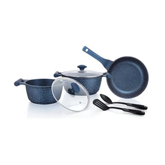 Prestige Aluminium Essentials Granite Fry Pan, Set of 7, Dark Blue